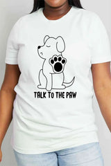Simply Love Simply Love Full Size TALK TO THE PAW Graphic Cotton Tee Bleach Women's T-Shirts - Tophatter Daily Deals