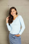 Double Take Mineral Wash Exposed Seam Long Sleeve Top Women's T-Shirts - Tophatter Daily Deals