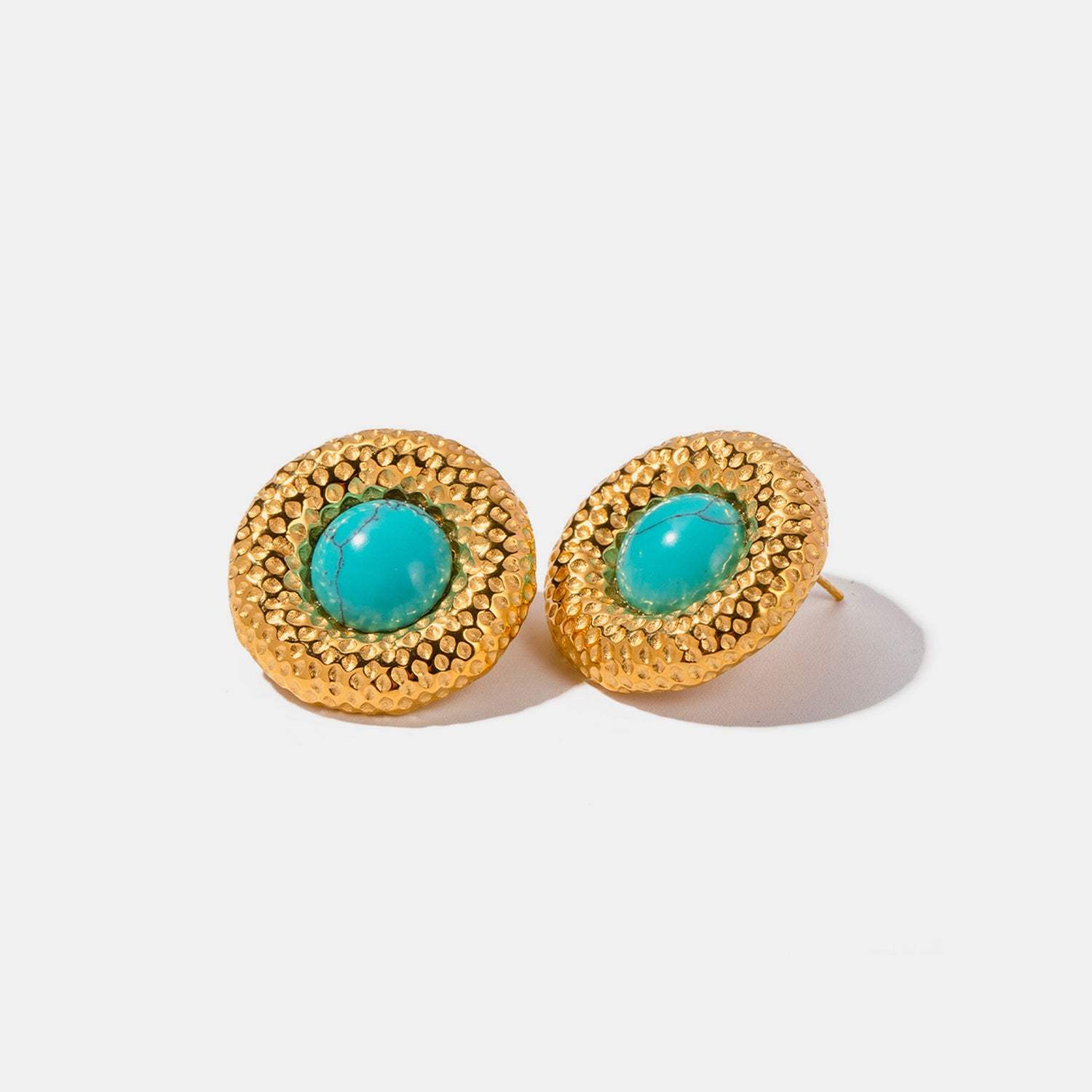 Artificial Turquoise Stainless Steel Gold-Plated Earrings Teal One Size Earrings - Tophatter Daily Deals