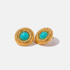 Artificial Turquoise Stainless Steel Gold-Plated Earrings Teal One Size Earrings - Tophatter Daily Deals