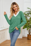 Lace Detailed V Neck Top Women's T-Shirts - Tophatter Daily Deals