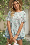 Floral Round Neck Short Sleeve T-Shirt Women's T-Shirts - Tophatter Daily Deals