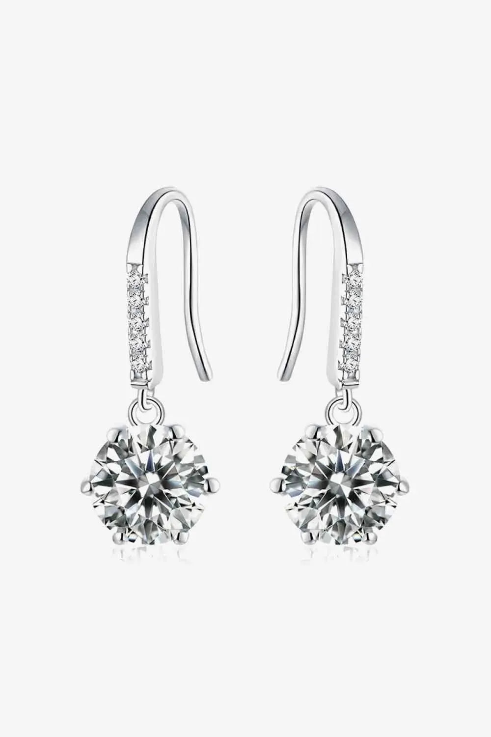 6-Prong Moissanite Drop Earrings Silver One Size Moissanite - Tophatter Daily Deals