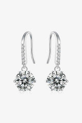 6-Prong Moissanite Drop Earrings Silver One Size Moissanite - Tophatter Daily Deals
