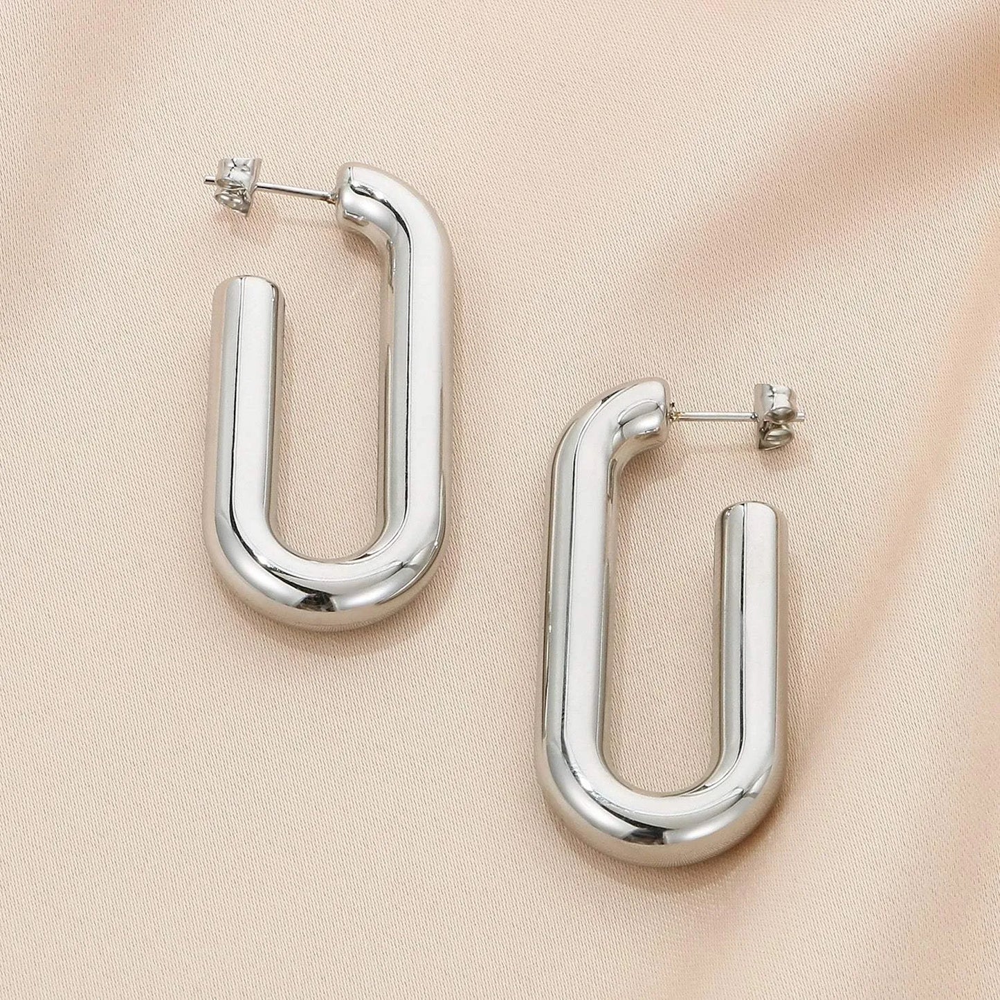 Stainless Steel Hinged Hoop Earrings Style A Silver One Size Earrings - Tophatter Daily Deals
