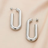 Stainless Steel Hinged Hoop Earrings Style A Silver One Size Earrings - Tophatter Daily Deals
