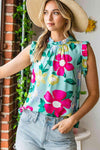 Floral Print Ruffle Shoulder Blouse Blouses - Tophatter Daily Deals