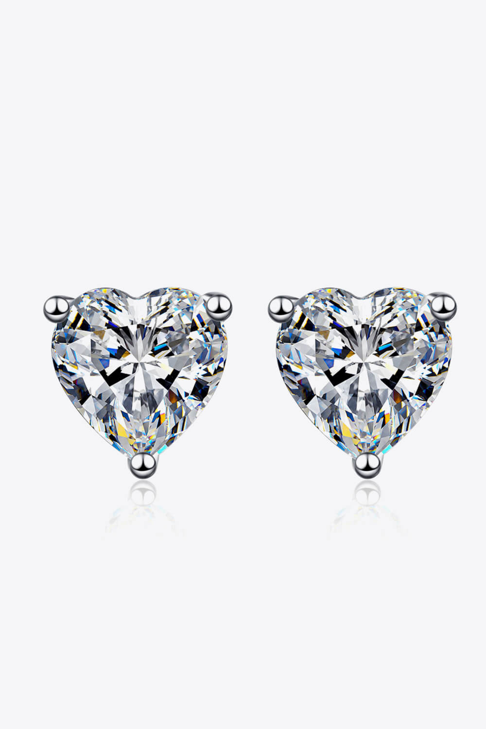 2 Carat Moissanite Heart-Shaped Stud Earrings Silver One Size Moissanite - Tophatter Daily Deals