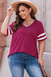 Plus Size Striped V-Neck Tee Shirt Women's T-Shirts - Tophatter Daily Deals