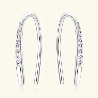 Moissanite 925 Sterling Silver U Shape Earrings Moissanite - Tophatter Daily Deals