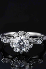1 Carat Moissanite 925 Sterling Silver Ring Silver Moissanite - Tophatter Daily Deals