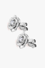 Adored Moissanite Flower 925 Sterling Silver Earrings Silver One Size Moissanite - Tophatter Daily Deals