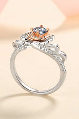 925 Sterling Silver Rose-Shaped Moissanite Ring Moissanite - Tophatter Daily Deals