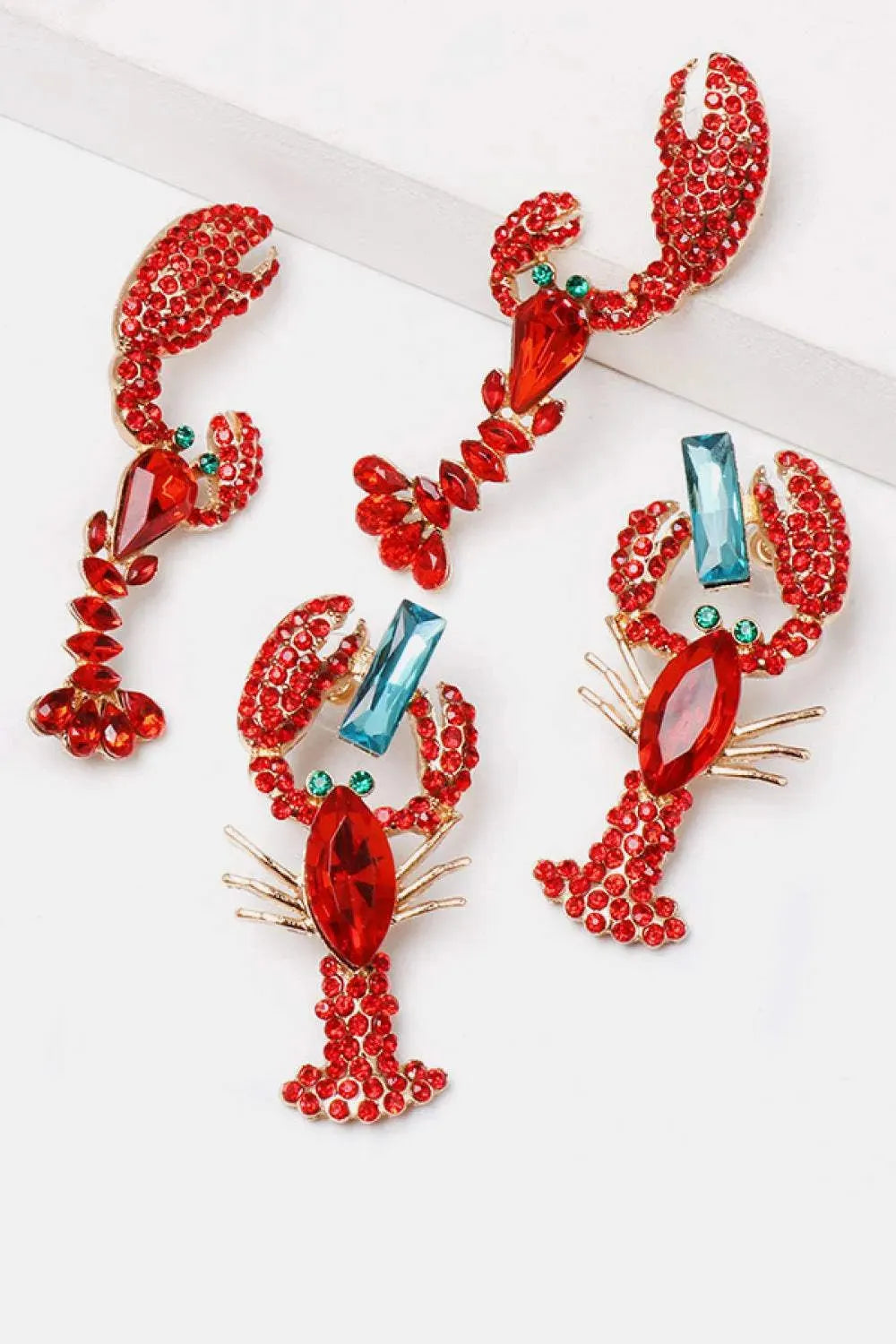 Lobster Shape Glass Stone Dangle Earrings Earrings - Tophatter Daily Deals