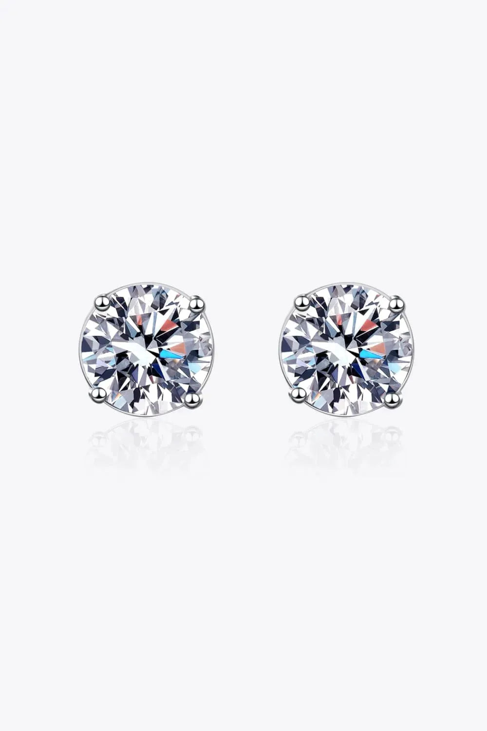 2 Carat Moissanite Rhodium-Plated Stud Earrings Moissanite - Tophatter Daily Deals