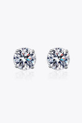 2 Carat Moissanite Rhodium-Plated Stud Earrings Moissanite - Tophatter Daily Deals
