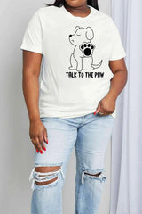 Simply Love Simply Love Full Size TALK TO THE PAW Graphic Cotton Tee Women's T-Shirts - Tophatter Daily Deals