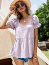 Scoop Neck Flounce Sleeve Blouse Lilac Blouses - Tophatter Daily Deals