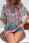 Bohemian Tie-Neck Flutter Sleeve Blouse Blouses - Tophatter Daily Deals