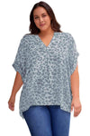 Plus Size Printed Notched Neck Half Sleeve Top Women's T-Shirts - Tophatter Daily Deals