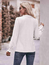 Double Take Eyelet Notched Neck Flounce Sleeve Blouse Blouses - Tophatter Daily Deals