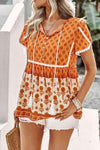 Bohemian Tie Neck Buttoned Blouse Blouses - Tophatter Daily Deals