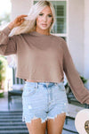 Round Neck Drop Shoulder Long Sleeve Top Blouses - Tophatter Daily Deals