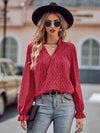 Tie Neck Flounce Sleeve Blouse Blouses - Tophatter Daily Deals