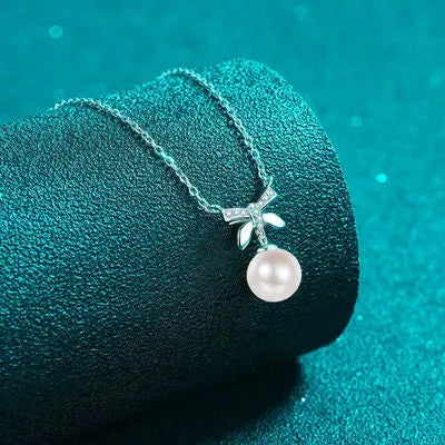 Natural Pearl Pendant Moissanite 925 Sterling Silver Necklace Moissanite - Tophatter Daily Deals