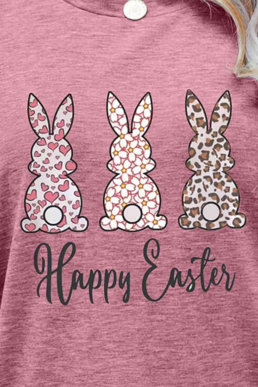 HAPPY EASTER Graphic Short Sleeve Tee Women's T-Shirts - Tophatter Daily Deals