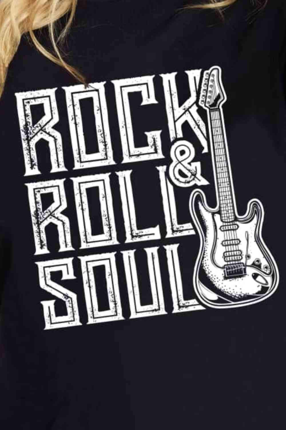 Simply Love Full Size ROCK & ROLL SOUL Graphic Cotton T-Shirt Women's T-Shirts - Tophatter Daily Deals