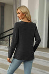 Square Neck Long Sleeve Slit T-Shirt Women's T-Shirts - Tophatter Daily Deals