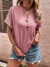 Notched Neck Short Sleeve Blouse Light Mauve Blouses - Tophatter Daily Deals