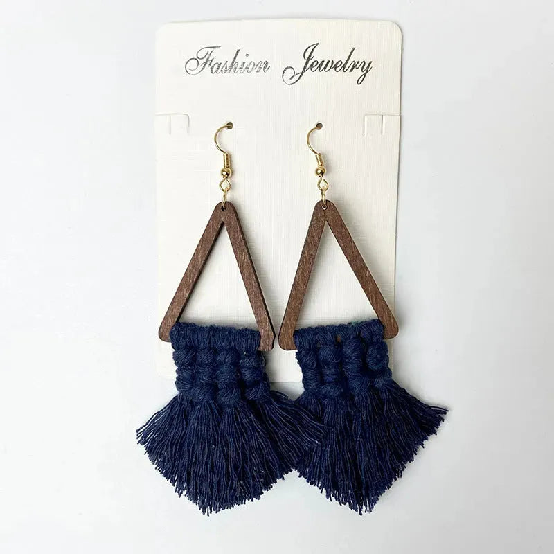 Tassel Detail Geometric Earrings Earrings - Tophatter Daily Deals