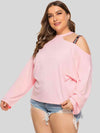 Plus Size Cold-Shoulder Round Neck Blouse Blouses - Tophatter Daily Deals