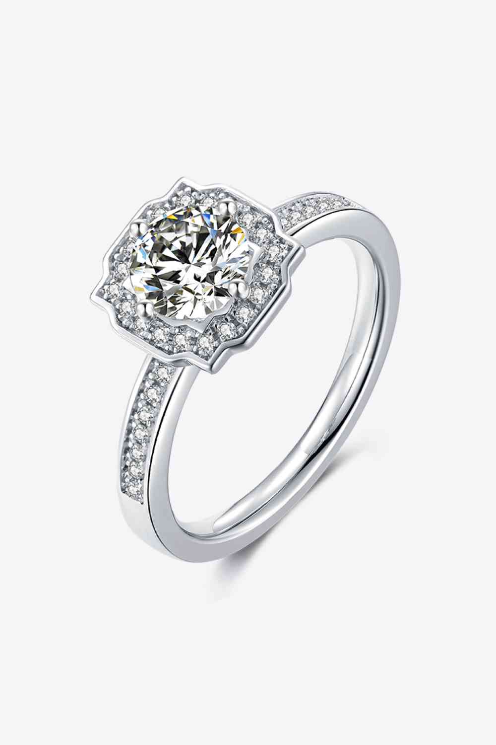 1 Carat Moissanite 925 Sterling Silver Halo Ring Silver Moissanite - Tophatter Daily Deals