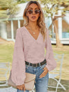 V-Neck Long Sleeve Blouse Blouses - Tophatter Daily Deals