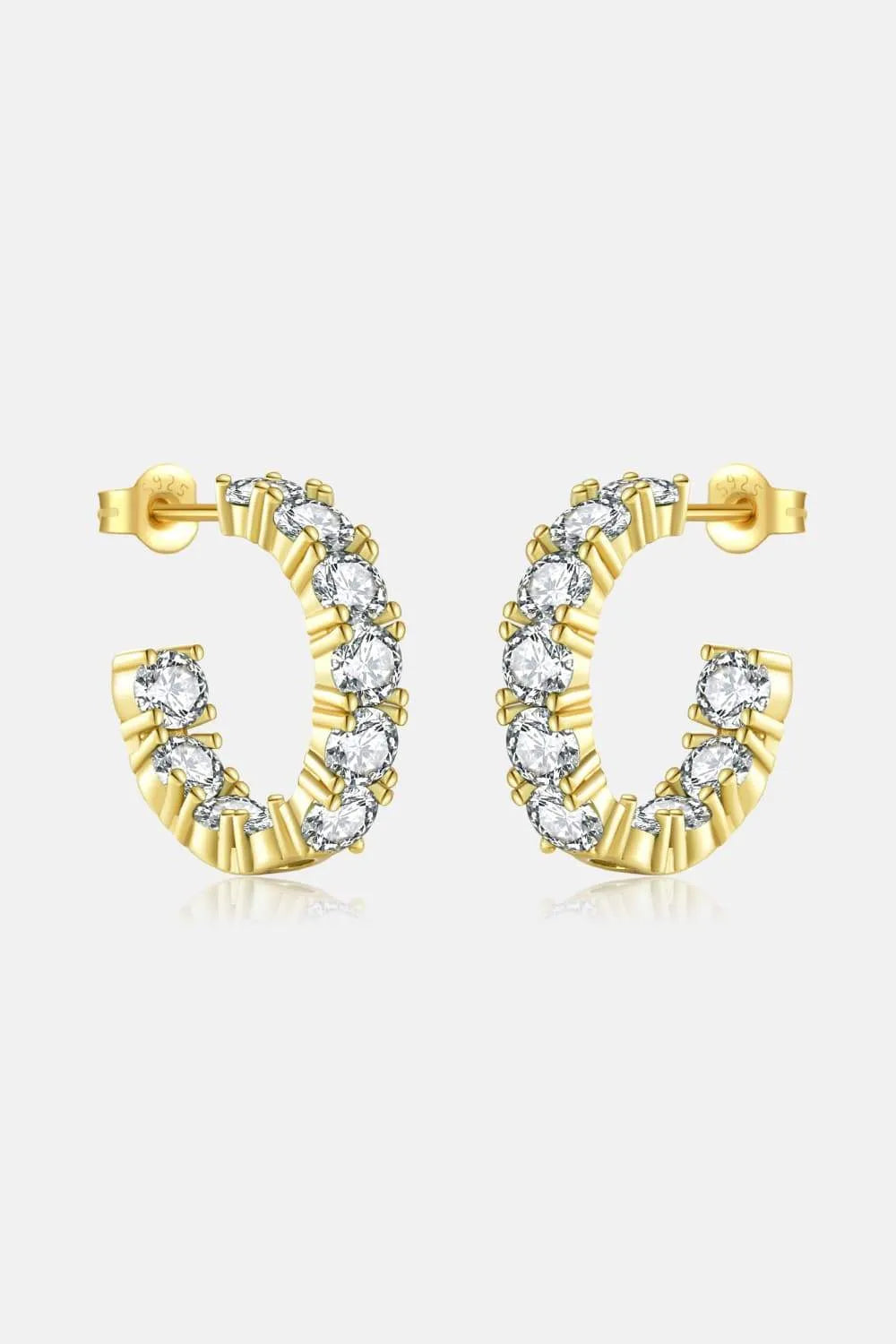 Inlaid Zircon C-Hoop Earrings Gold One Size Earrings - Tophatter Daily Deals