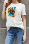 Simply Love Full Size Flower Slogan Graphic Cotton Tee Women's T-Shirts - Tophatter Daily Deals