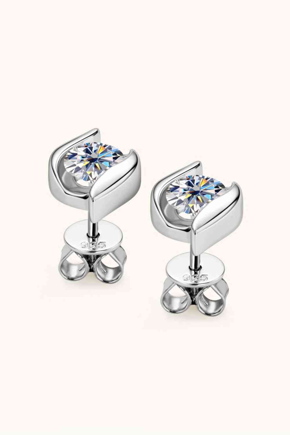 1 Carat Moissanite 925 Sterling Silver Stud Earrings Silver One Size Moissanite - Tophatter Daily Deals