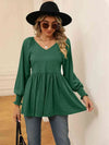 V-Neck Lantern Sleeve Blouse Blouses - Tophatter Daily Deals