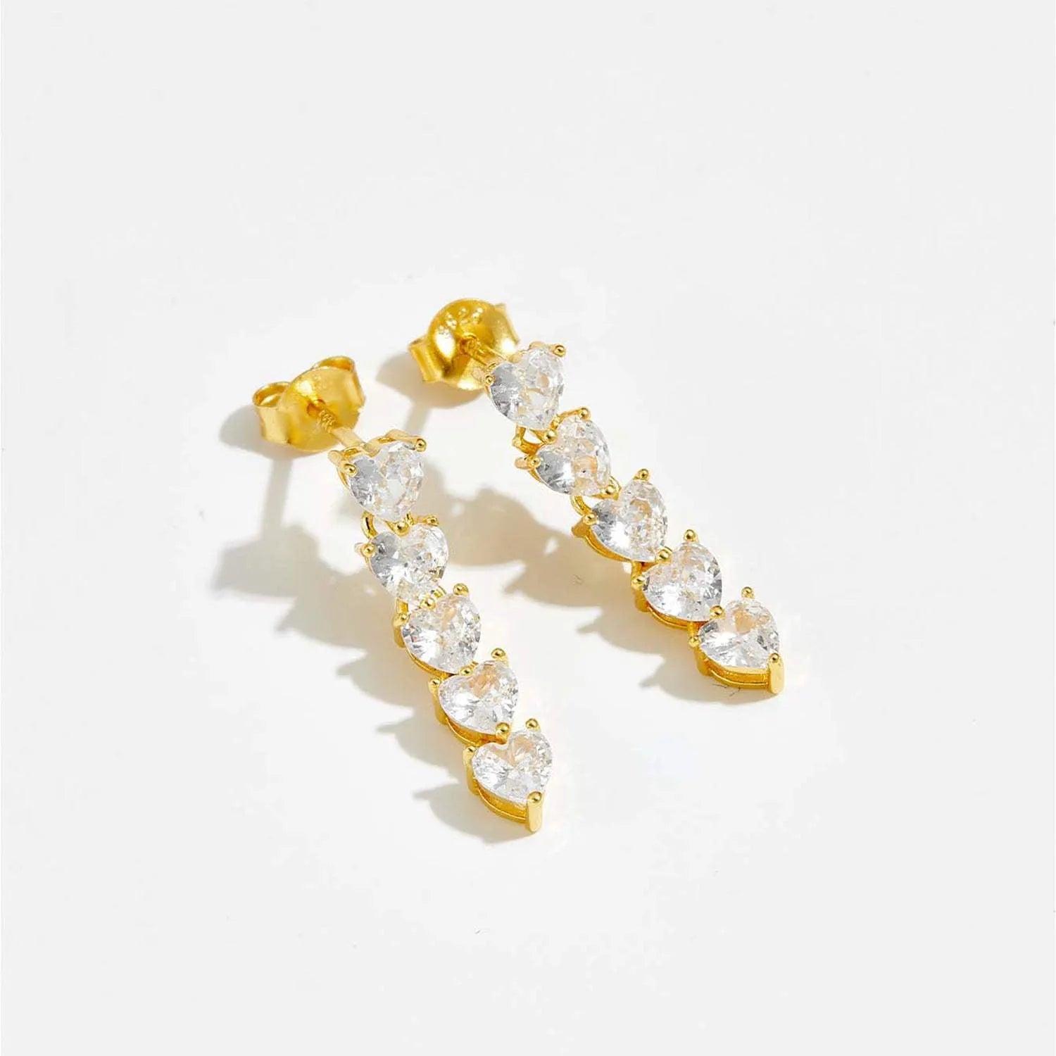Inlaid Heart Zircon 925 Sterling Silver Drop Earrings Earrings - Tophatter Daily Deals