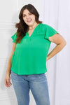 Sew In Love Just For You Full Size Short Ruffled Sleeve length Top in Green Mid Green Blouses - Tophatter Daily Deals