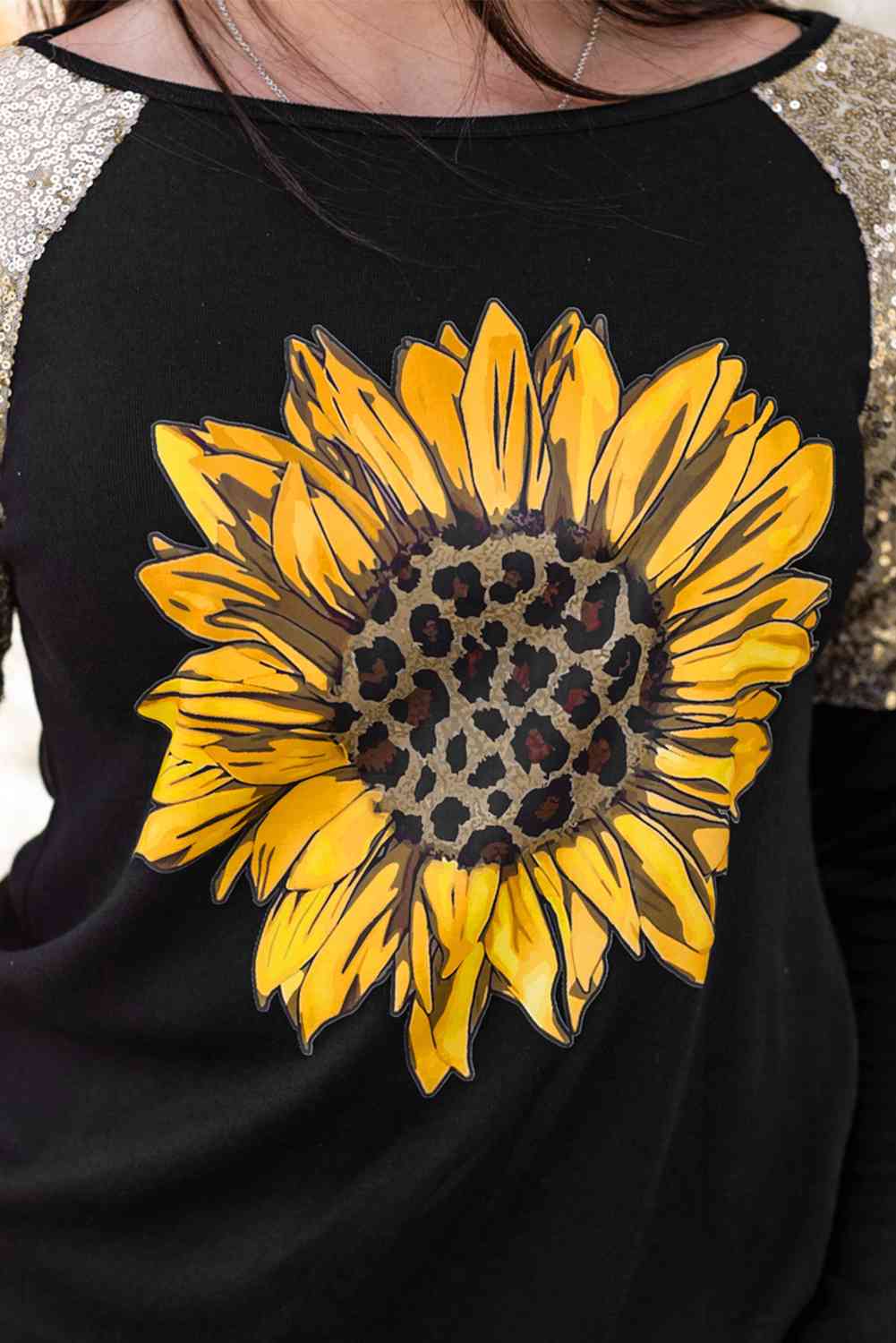 Sunflower Graphic Sequin T-Shirt Women's T-Shirts - Tophatter Daily Deals