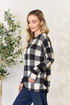 Celeste Full Size Plaid Round Neck Long Sleeve T-Shirt Women's T-Shirts - Tophatter Daily Deals