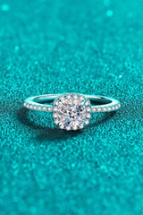 1 Carat Moissanite 925 Sterling Silver Halo Ring Moissanite - Tophatter Daily Deals