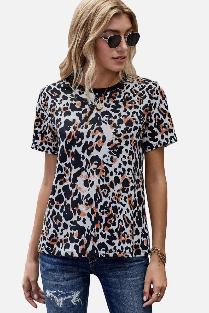 Leopard Print T-Shirt Women's T-Shirts - Tophatter Daily Deals