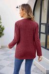 Round Neck Long Sleeve Ribbed Blouse Blouses - Tophatter Daily Deals