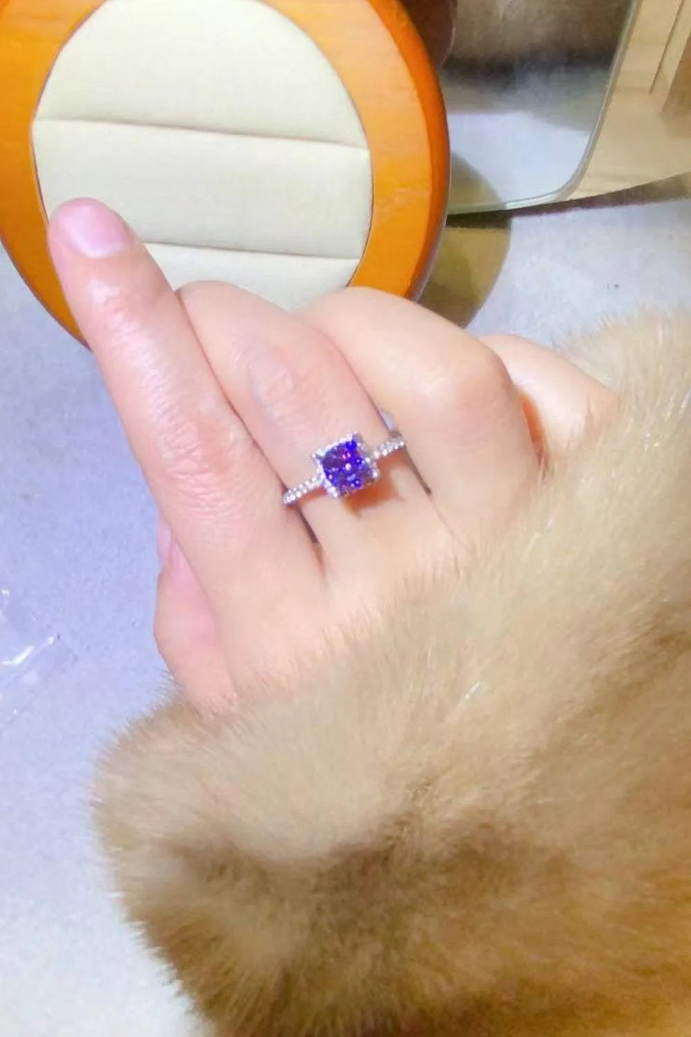 1 Carat Moissanite Platinum-Plated Square Ring Moissanite - Tophatter Daily Deals