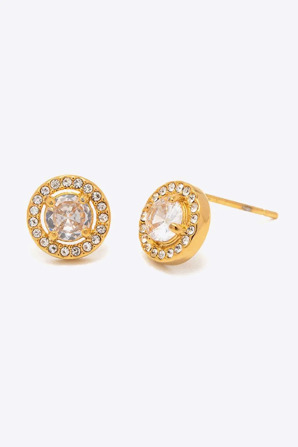 Inlaid Zircon Stainless Steel Stud Earrings White One Size Earrings - Tophatter Daily Deals